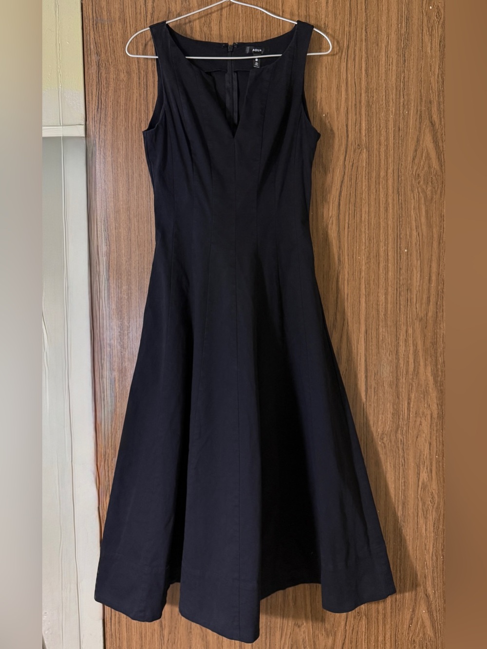 Aqua Black Sleeveless Midi Fit-and-Flare Dress